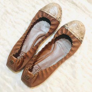 Tory Burch snakeskin toe flats